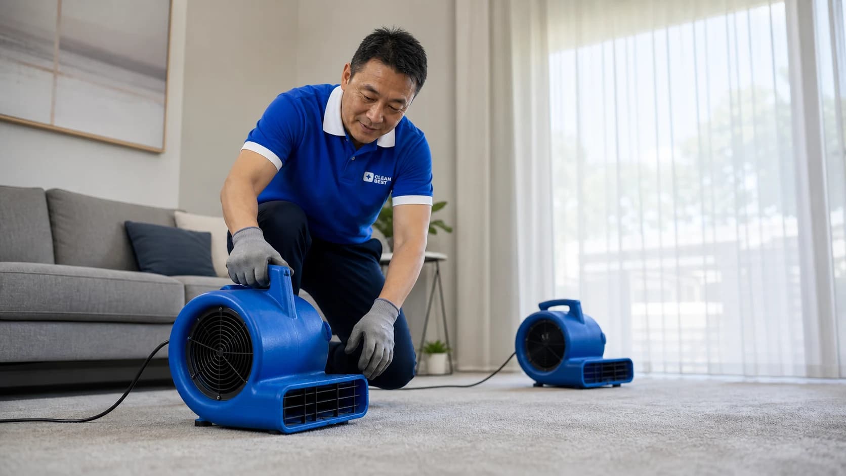 Clean Best technician extracting a traffic lane from office carpet in Blacktown NSW